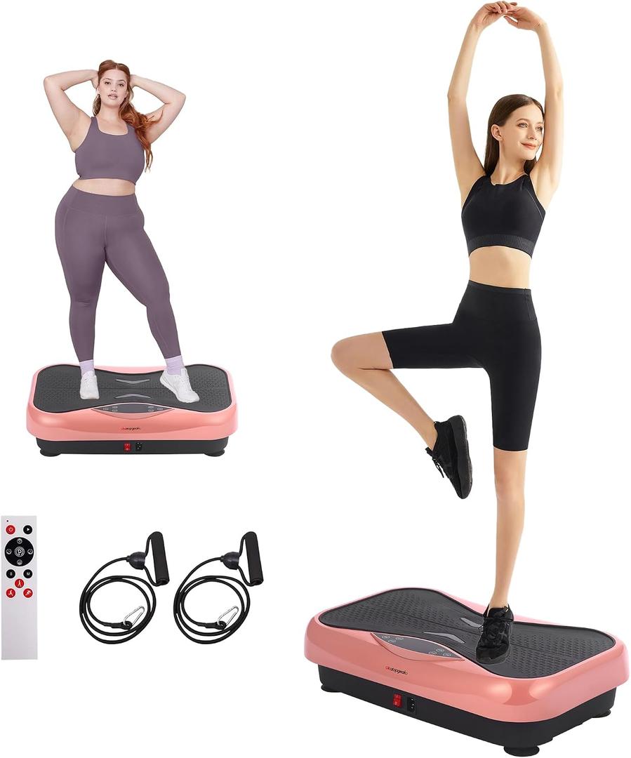 Vibration Plate Exercise Machine for Lymphatic Drainage&Weight Loss, 330lbs | Power Vibrating Board Whole Body Shake Plate Platform with Resistance Bands and User Manual, Fitness for Women Men Home Gym