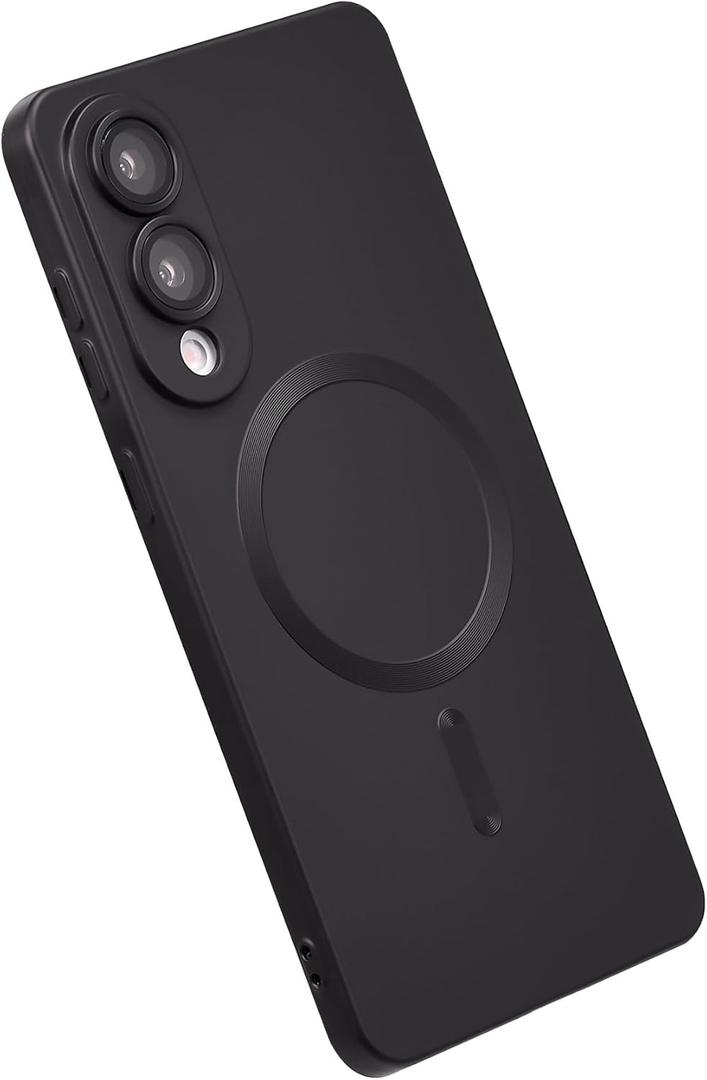 Magnetic for Samsung Galaxy S25 Edge Case,Soft Silicone Slim Fit Anti-Scratch Phone Case Cover with Camera Protection,Compatible with MagSafe,Black