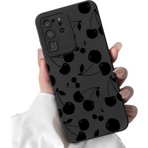 Lovmooful Compatible for Samsung Galaxy S20 Ultra Case Cute Cool Cherry with Black Design for Girls Women Soft TPU Shockproof Protective Girly for Samsung Galaxy S20 Ultra-Cherry