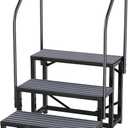 3 Step RV Steps with Dual Handrails, Heavy-Duty RV Stairs for Camper, Trailer, Hot Tub, Pool, RV Step Stool with Non-Slip Mats