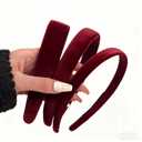 3Pcs Velvet Wide Headbands for Women Girls, Fashion Non Slip Solid Hair Bands Cosplay Halloween Hair Accessories (Wine Red)