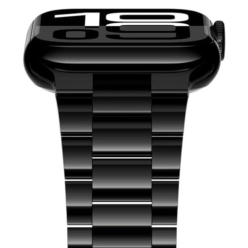 iiteeology Lightweight Stainless Steel Band Designed for Apple Watch Ultra 3 & Ultra 2, Series 1-11, 46mm, 45mm, 44mm, 42mm, Replacement iWatch Bands for Men & Women, Jet Black