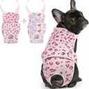2 Pcs Dog Diaper Suspenders Female, Washable Dog Panties for Dogs in Heat with Cute Leopard Print, Escape Proof Dog Underwear Diapers, Reusable Pet Sanitary Pantie for Small Medium Girl Dogs,L