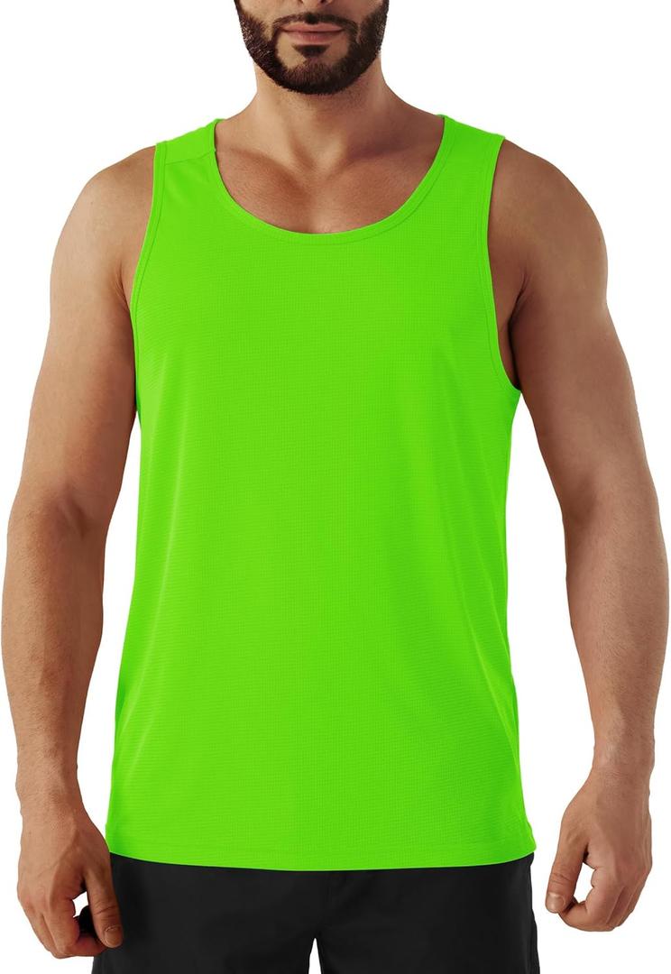 Men's Neon Swim Tank Tops Quick Dry Running Athletic Workout Gym Yoga Swimming Beach Marathon Muscle Sleeveless Shirts