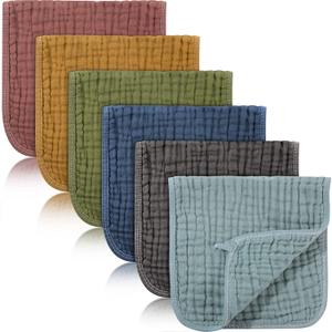 Hicarer 6 Pcs Girl Muslin Burp Cloths Cotton Burping Spit Rags Large 20 x 10 Inch 6 Layers Newborn Soft Absorbent Multicolor Wash Cloths Diapers for Baby Shower(Elegant Colors Series)