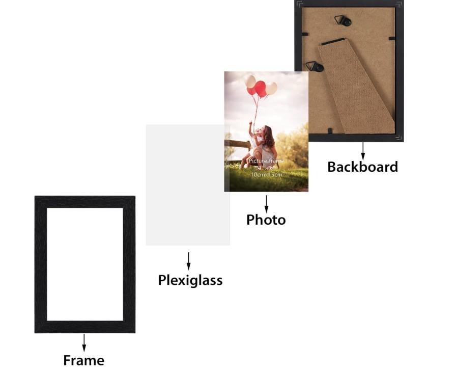 HORLIMER 4x6 Picture Frame Set of 3, Black Picture Frames Display 4 by 6 Photo for Wall or Tabletop