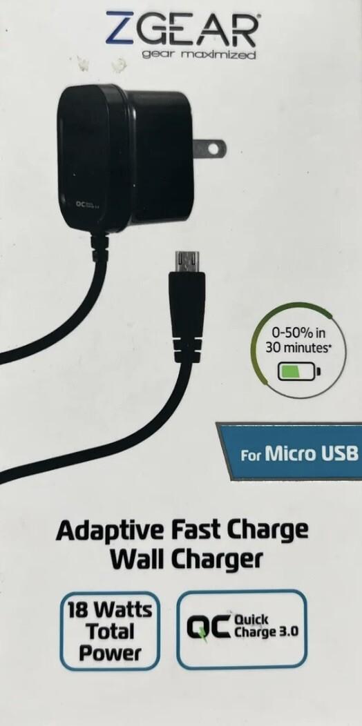 ZGEAR Adaptive Fast Charge Wall Charger For Micro USB