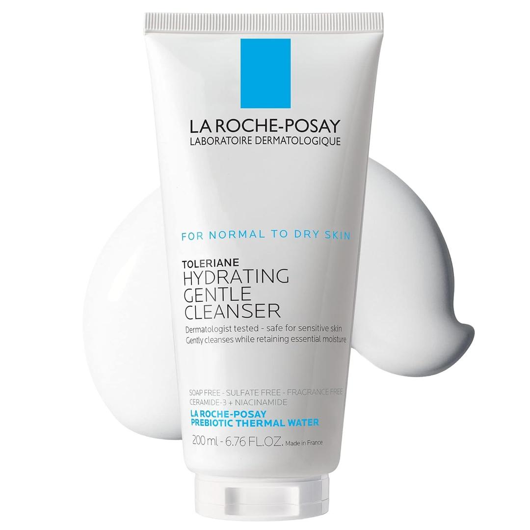 La Roche-Posay Toleriane Hydrating Gentle Face Cleanser, Hydrating Facial Cleanser With Niacinamide + Ceramides, Daily Face Wash For Dry Skin To Normal Skin, Sensitive Skin Tested, Fragrance Free (6.76 Fl Oz (Pack of 1))