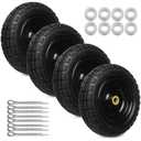 10 Inch Solid Rubber Tires, 4.10/3.50-4 Tire and Flat Free with 5/8" Bearings, 2.17" Offset Hub for GOR Garden Carts, Garden Wagon Carts, Trolleys, Hand Trucks and Utility Cart(4 Pack)