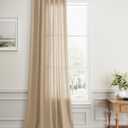 Tan Linen Curtains 102 Inches Long for Bedroom Living Room Pleated Tape Back Tab Soft Linen Textured Window Drapes with Hooks Light Filtering Neutral Burlap Farmhouse Country Decor 52x102 1 Panel