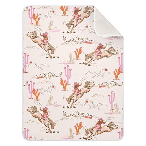 Mazeann Cowgirl Western American Baby Blankets Soft Warm Crib Stroller Blanket for Toddler Newborn Girls Boys 30x40in