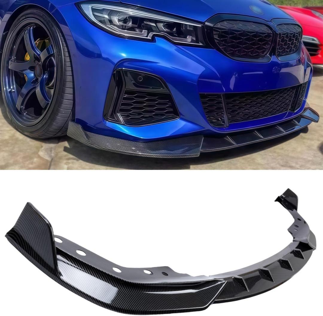 Front Lip Compatible with 2019-2022 BMW G20 G28 330i 330e M340i xDrive M-Sport, Bumper Air Dam Lower Chin Splitter Protection Body Kit Fits for 2019 2020 2021 2022 (Carbon Fiber Pattern)