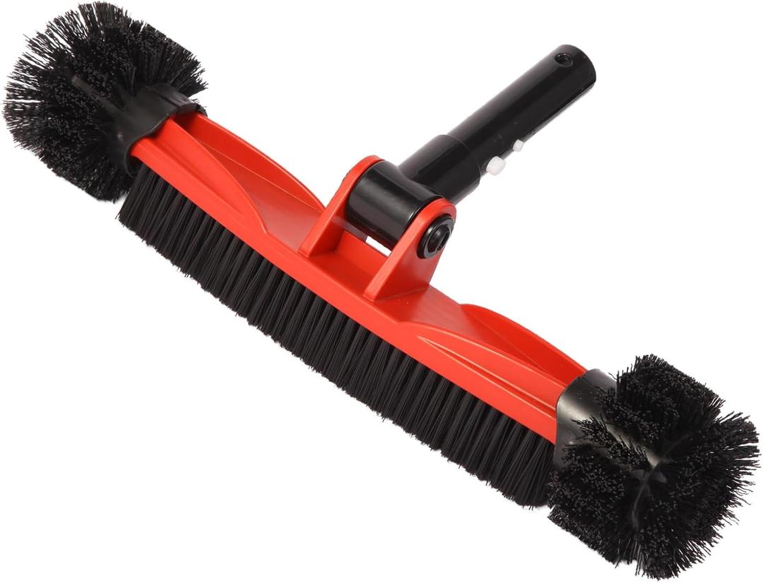 Pool Brush Head, Pool Cleaning Brush with Durable Around Nylon Bristles, EZ Clip Aluminum Handle- Clean Swimming Pool Walls, Steps & Corners Faster Heavy Duty Scrub Brush with