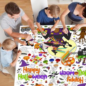 3 x AKEROCK Halloween Coloring Tablecloth Decorations, Halloween Crafts for Kids - Games, Activities, Poster, Gifts, Party Favors for Family or Classroom - 118 x 54 Inches
