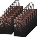 20 Pieces Rose Gold Gift Bags Birthday Party Favor Bags Bronzing Kraft Paper Goodie Treat Bags with Handle for Birthday, Wedding, Hen Party Celebrations