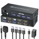 HDMI Display port KVM Switch 2 Monitors 2 Computers, 8K60Hz 4K120Hz USB 3.0 Dual Monitor HDMI DP KVM Switch for 2 PCs Management Via 1 Set of Keyboard, Mouse and 2 Monitors