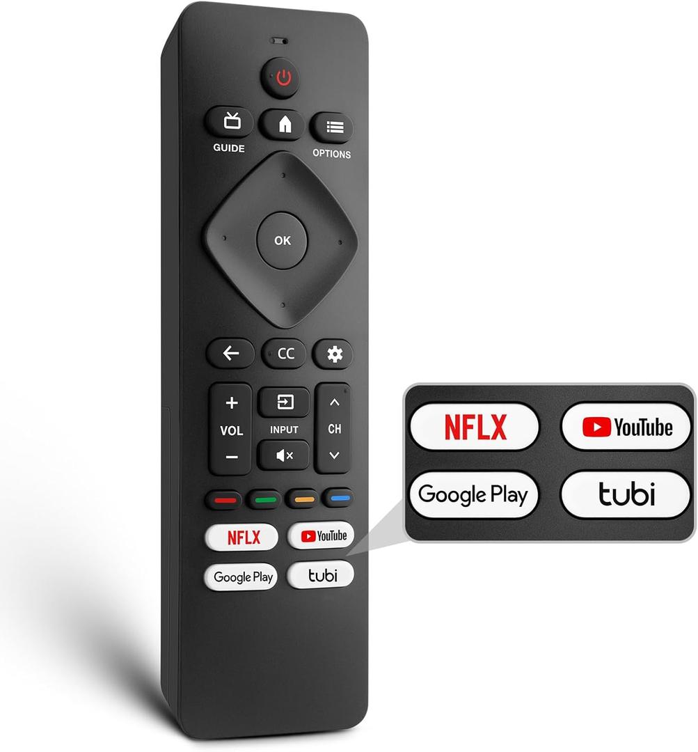 Replacement for Philips-Smart-TV-Remote-Control, Universal Smart Remote for Philips Android/Google TV (Black)