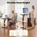 NORTHSKY Electric Standing Desk with Storage, 32x18 Inches Small Height Adjustable Sit Stand Up Desk with Storage for Home Office Computer Workstation, 3 Memory Preset, 1 Hook, Brown