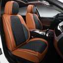 Car Seat Covers Full Set, Leather Seat Covers for Cars, Breathable Seat Cover, Suitable for SUV/Truck/Sedan/Automotive (Brown, 2 Piece)