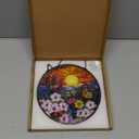 Stained Glass Window Hanging 7.8'' Wildflower Suncatchers Sunset Landscape Suncatcher Floral Stained Glass Ornaments Home Decor Mother's Day Plant Lover Gifts for Women Mom Nana Wife Couples