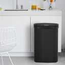 BestOffice Black Plastic Touch Free High-Capacity Garbage Can with Lid, 49L/13G, Rectangular, Quiet Close, Kitchen, Bedroom, Bathroom, Office