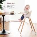 Fodoss 3-in-1 Wooden High Chair for Babies and Toddlers, Convertible Easy Clean Infant Highchair, Modern Design Silla para Comer De Bebe (Elegant Beige)
