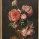 Pyradecor Framed Pfingstrosen Floral Canvas Vintage PS Frame Ready to Hang Home Wall Decor 24.6"L x 20.7"W