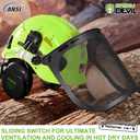 Forestry Safety Helmet Chainsaw Helmet with Mesh Face Shield and Ear Muffs 3 in 1 Forestry Hard Hat, Medium
