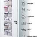 MISSLO Over The Door Shoe Organizer 12 Large Mesh Pockets Hanging Narrow Closet Door, White, 1 Pack