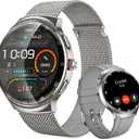 Smart Watches for Men Women, 1.43'' AMOLED Touchscreen Smartwatch for Android & iPhone, 150+ Sports Modes, Waterproof Fitness Tracker, Heart Rate/SpO2/Stress/Sleep Monitor, 2 Bands, Silver