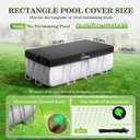 UIRWAY 12x18 FT Rectangular Pool Cover with Reflective Strips, Swimming Pool Cover for Above Ground Pool, Solar Cover Including Rope Tie and Luminous Ground Nails for Rectangular or Oval Pools