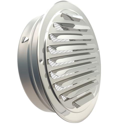 8 Inch Round Air Vent Stainless steel Louver Grille Cover White Soffit Vent with Built-in Screen Mesh for Kitchen/Bathroom/Study-Room/Office Ventilation [FDXGYH]