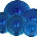 Low Volume Cymbal Pack - 5 Piece Set with Mute Cymbals, 14" Hihats, 16" & 18" Crashes, 20" Ride, Blue