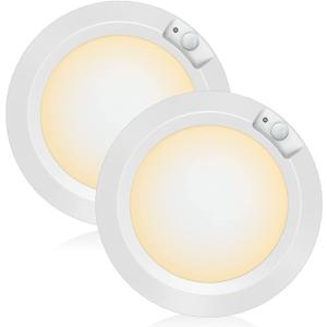 Motion Sensor Battery Operated LED Lights Indoor 210LM 3000K for Closet, Stair, Laundryroom, Stairwell, Hallway, Shed, Kitchen Cabinet - Warm White (2 Pack)