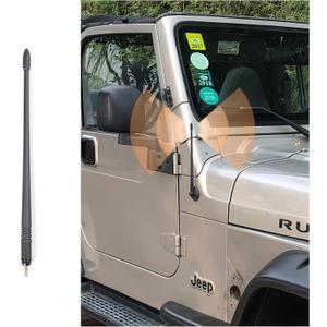 13 Inch Short Antenna for 1997-2006 Jeep Wrangler TJ, New Spiral Flexible Antenna Replacement Jeep Wrangler TJ 1997-2006 Accessories, Designed for Optimized FM/AM Reception