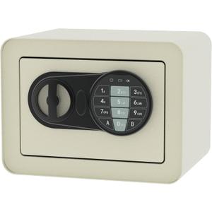 Small Safe Box - Home Safe for Money Jewelry Documents, Solid Lock Box, Mini Security Box with Digital Electronic Security Keypad for Home Office Hotel (Cream Yellow)