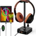 COZOO Headphone Stand with USB Charger Desktop Gaming Headset Holder Hanger with 3 USB Charging Station and 2 Outlets Power Strip,Suitable for Gaming, DJ,Wireless Earphone Display, Gamer Gifts for Men (1.Black(PD & QC3.0))