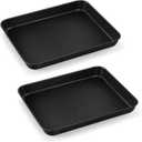 TeamFar Toaster Oven Pans, 10.5 x 8 x 1 Inch Carbon Steel Baking Pan Tray for Compact Ovenware, Non-Toxic & Non-Stick, Roll Edge & Easy Clean, 2 PCS