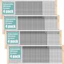 Hicarer 4 Pcs Expandable Window Screen Adjustable Sliding Window Screen Mesh with Zinc Plated Rails and Varnished Wood Ends Replacement Window Screens for Home(10 Inches High x 25-45 Inches Wide)