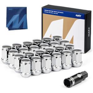Orion Motor Tech 24-Piece 1/2-20 Lug Nuts Chrome with Cone Seat, Compatible with Jeep Grand Cherokee Wrangler Liberty, Ford Explorer Ranger Mustang, Dodge Dakota Dura (Silver)