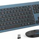 Wireless Keyboard and Mouse Combo  Full Size Slim Thin Wireless Keyboard Mouse with Numeric Keypad 2.4G Stable Connection Adjustable DPI (Dark Blue)