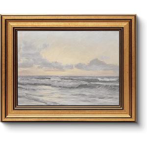 HUARCEY Gold Framed Vintage Wall Art for Living Room, Landscape Painting Prints Shelf Decor for Kitchen, Aesthetic Coastal Bedroom Wall Art, Christmas Gifts for Friends or Family ( Sea or Sky - 8"x10" )