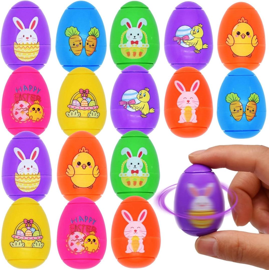 16 Pack Easter Egg Fidget Spinner Ball Toys for Kids Boys Girls Adults Easter Basket Stuffer & Easter Egg Fillers, Spinning Tops for Easter Party Favors Gifts