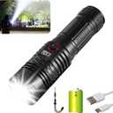 Flashlights High Lumens Rechargeable, Super Bright Flashlight, Adjustable Tactical Flashlight 5Mode Waterproof Handheld Flash Light for Emergencies, Camping, Hiking