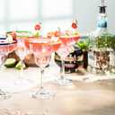 10 oz Margarita Cocktail Glasses + Colorful Party Rims | Set of 4 | Classic Frozen Drinks Stemware + Fun Cactus Gift Box | Thick Stem, Heavy Duty, Clear Hand Blown Glassware Drinking Set