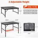 JOUYEK Folding Grill Table, 3x2 FT Portable Camping Table, Height Adjustable Metal Tables with Mesh Desktop and Mesh Bag, Outdoor Furniture for Camping, Picnic, Beach and BBQ, Black