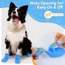 Waterproof Silicone Dog Shoes for Small Medium & Large Dogs, 4 PCS Non Slip Dog Rain Boots with Adjustable Magic Tapes, Paw Protectors Dog Boots for Hot Pavement, Beach, Rain, Hiking (Blue, 3XL)