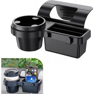 Car Cup Holder, Car Window Multifunctional Organizer, Vehicle Door Side Hanging Rack, Cell Phone Storage Box, Plug & Play Vehicle Storage with Sponge Pads, for Most Cars (Black #B) (1 PC)