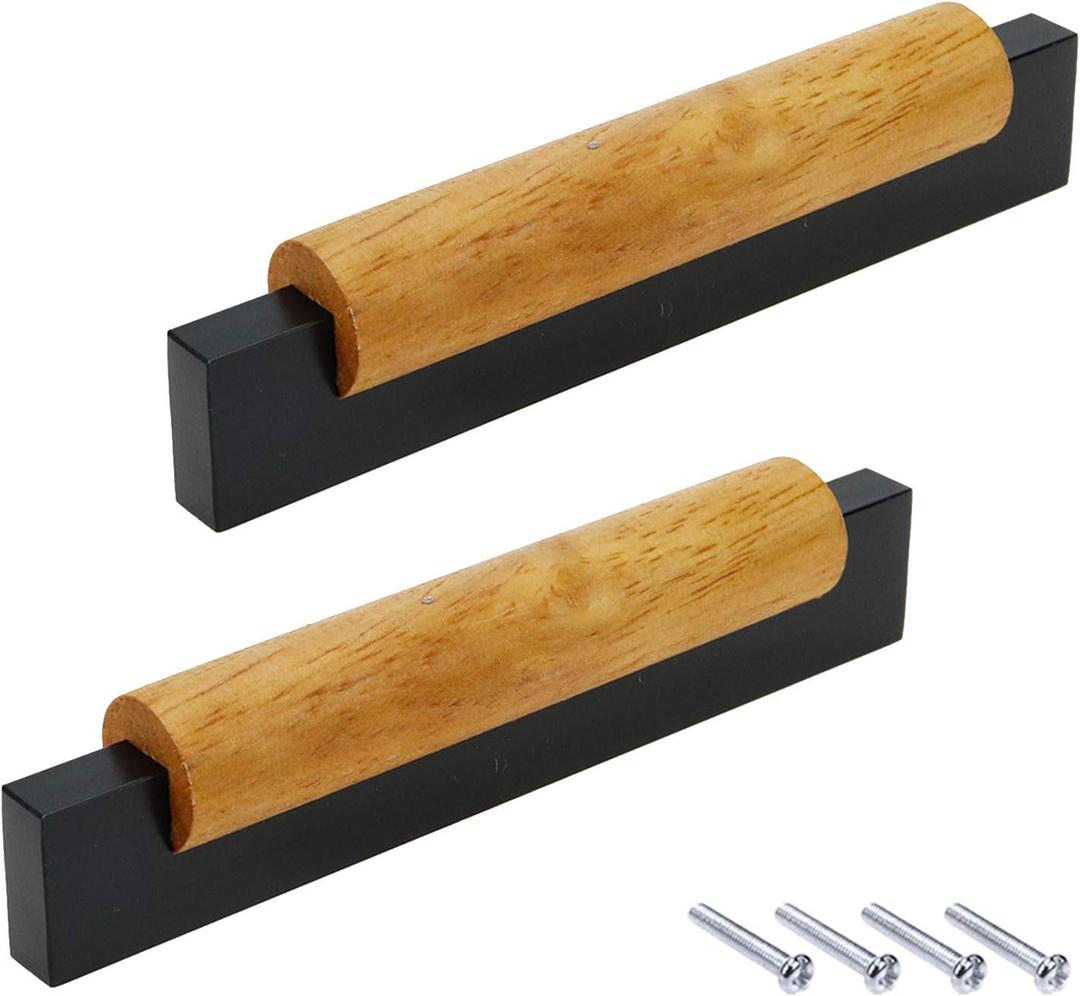 Mcredy 3.78 Inch / 96 mm Hole Distance Wood Cabinet Pulls Aluminum Alloy Dresser Drawer Pulls Cabinet Cupboard Dresser Wood Pull Handles Pack of 2 (Black)