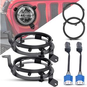 SPL All-Directional Adjustment Left & Right Headlight Mounting Brackets with Adapters Special for 2018 2019 Jeep Wrangler JL
